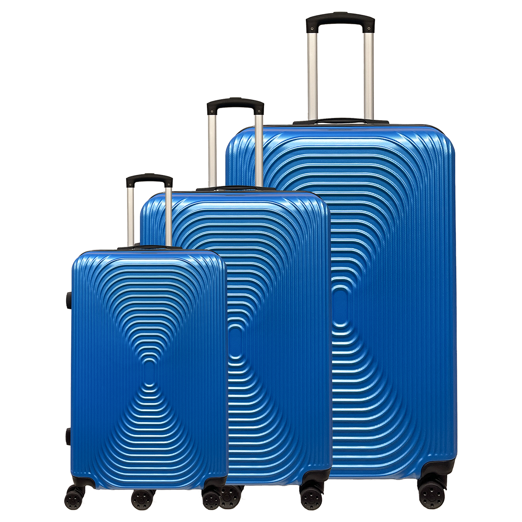Sæt med 3 kufferter fra Ormi WavyLine i ultralækkert stift ABS-materiale: Lille, Mellem og Stor