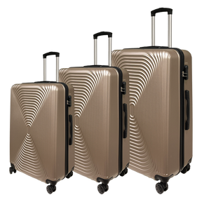 Set of 3 Ormi WavyLine ABS Hardshell Ultra Lightweight Trolley Suitcases - Small, Medium, and Large
