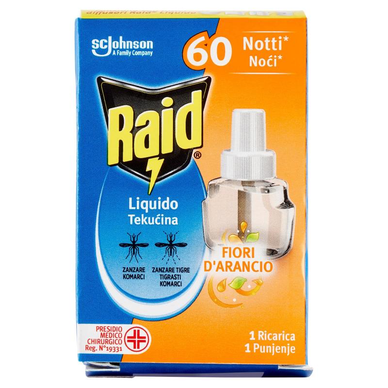 Raid insecticide liquide moustique recharge fleur d'orange 60 nuits