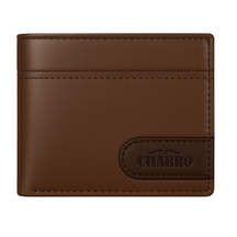 Portafoglio CHARRO da uomo in vera pelle marrone, modello classico con cuciture tono su tono e logo inciso, ideale per carte e contanti.

