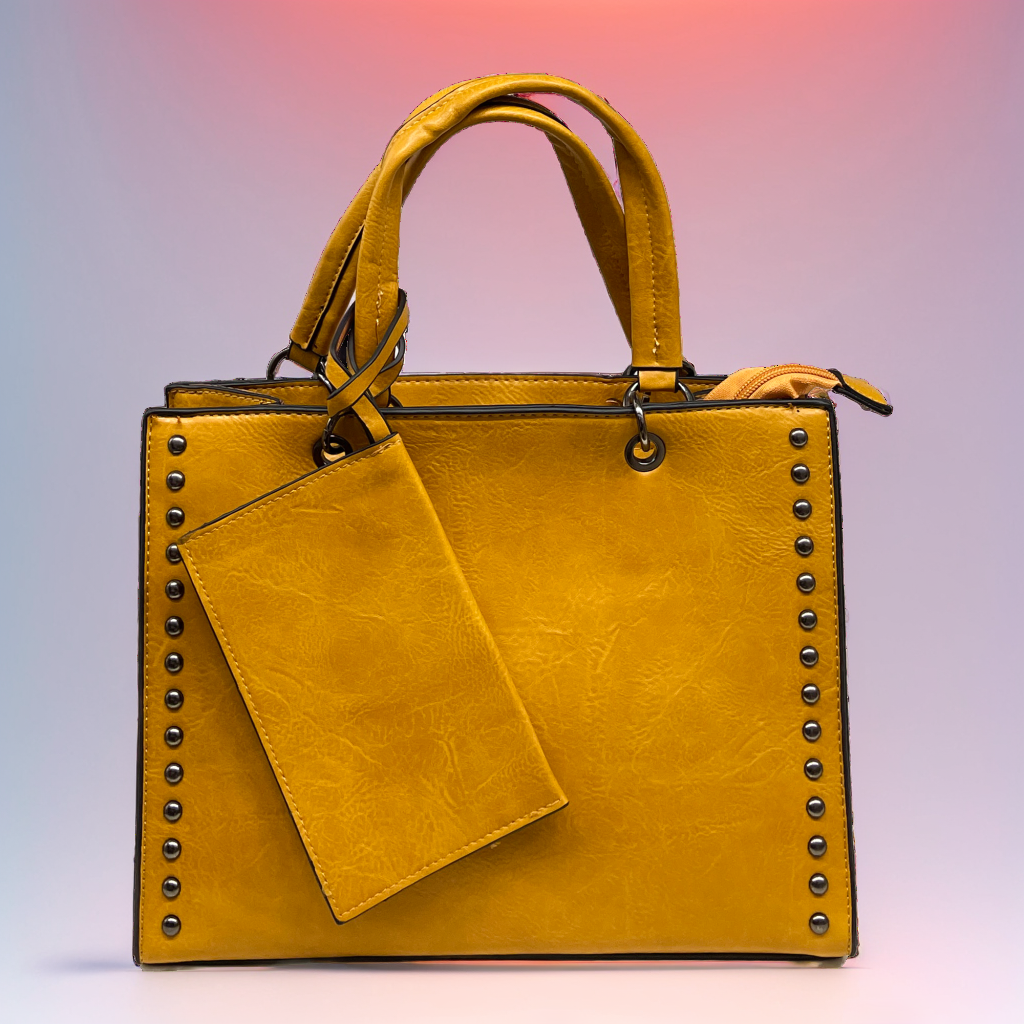 Alexia - Women's handbag with shoulder strap with rivets and portfolio accessory