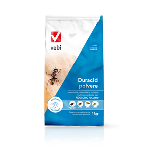 Insetticida in polvere Duracid Vebi 1 kg, efficace contro formiche, blatte, pulci, cimici e pidocchio del polline