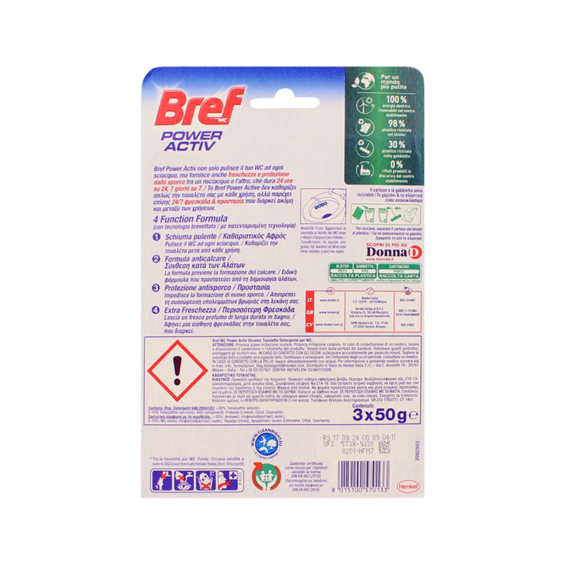 Bref WC Power Activ Detergente WC Oceano 50g x 3 Tavolette