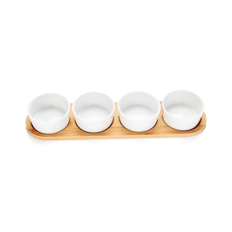 Tray with 4 Round ceramic bowls