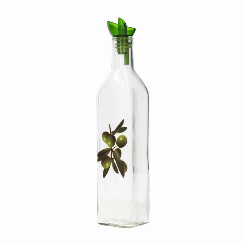 Glass bottle decorated with oil dispenser - 500ml