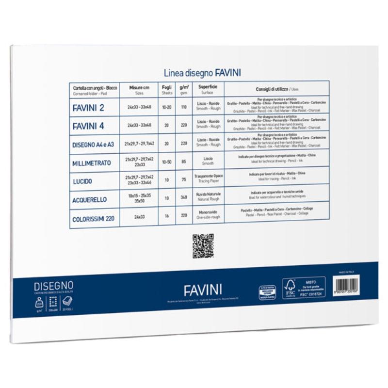 Favini Ruvido Tegning Album 20 Sheets 220 Gr White - 33 x 48 cm