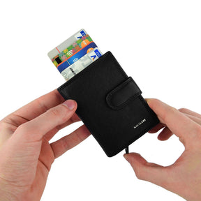 Navegue por cartera para hombres en cuero real con clip - 10.5x7.5x2 cm