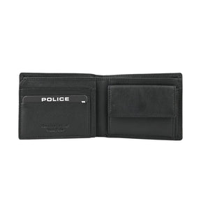 Polizei -Männerportfolio in echtem Leder mit Portamonete - kompakt 11x9.5x3 cm