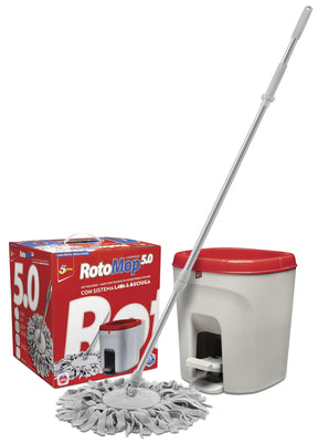 Super Five Kit Rotomop 5.0> bucket, MOP with Power microfiber fringes