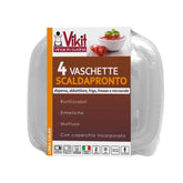 Vikit Vaschette Scaldapronto Per Microonde 1/2Porzioni 4pz Imballaggi in plastica