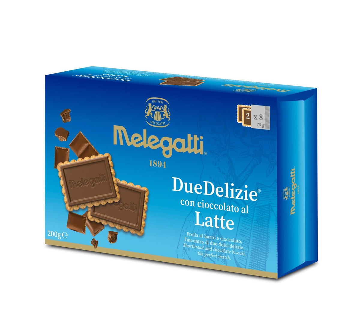 Melegatti Twee -edge koekjes met melkchocolade 200gr