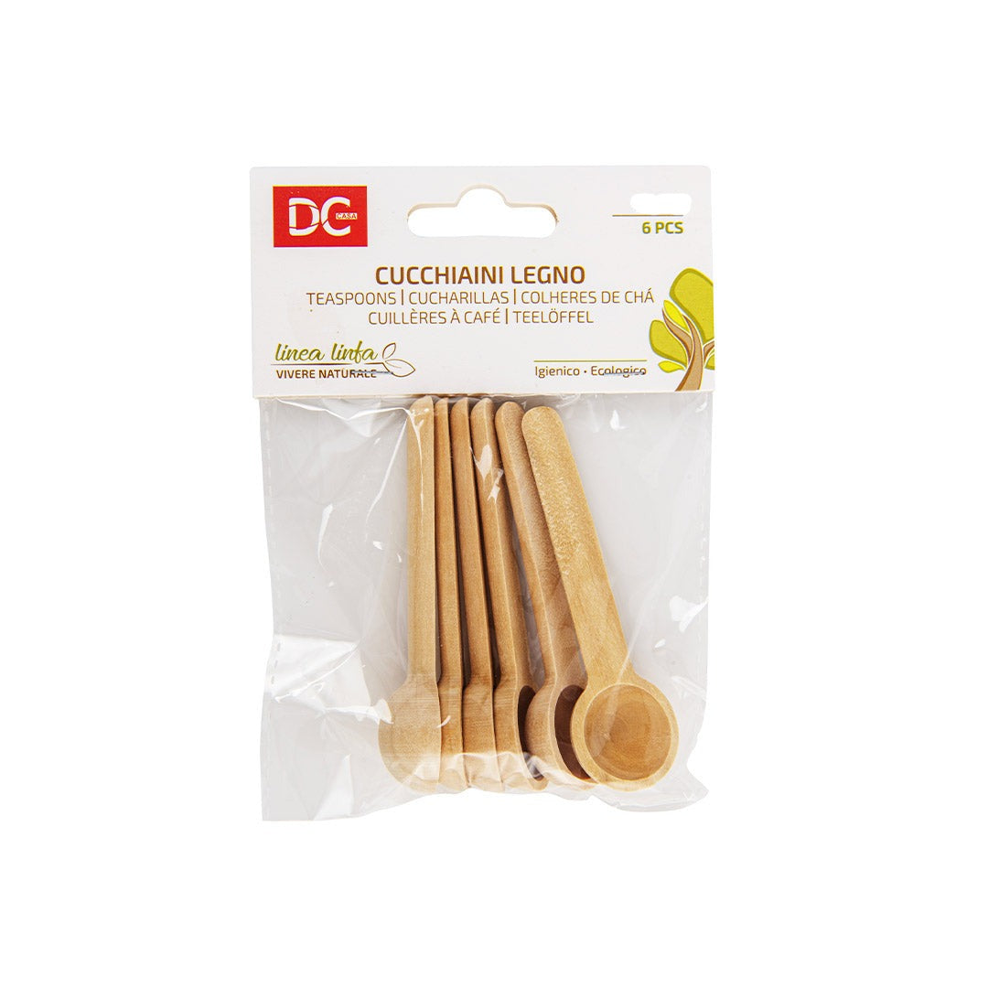 Fino glatke drvene žlice - 6,5 cm 6 -diepice Pack