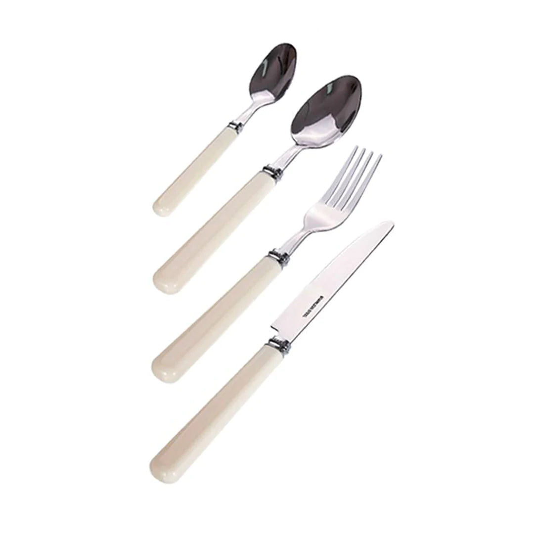 16pz steel cutlery set - white
