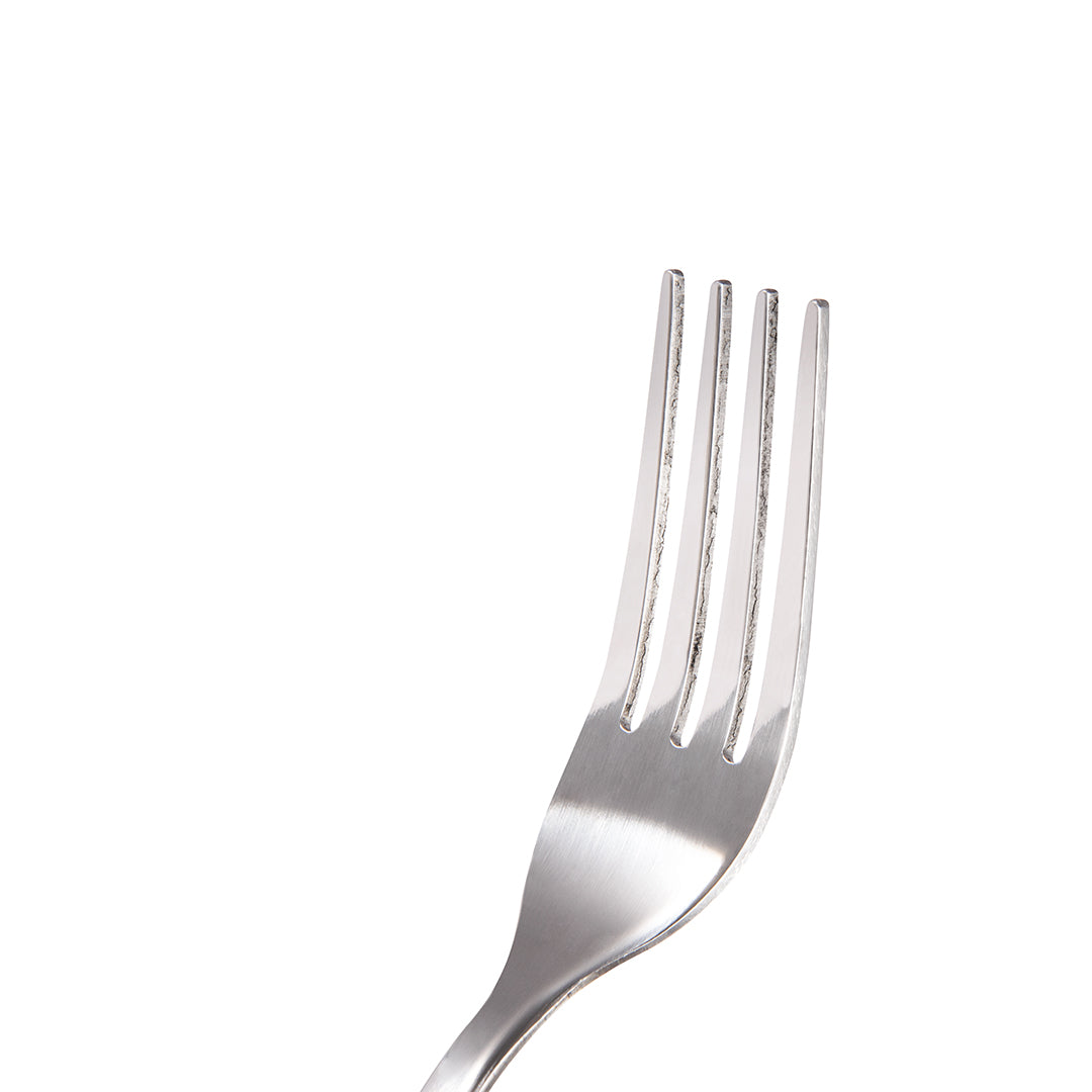 Klasikinės plieninės stalo šakutė su balta rankena - 2 vienetai