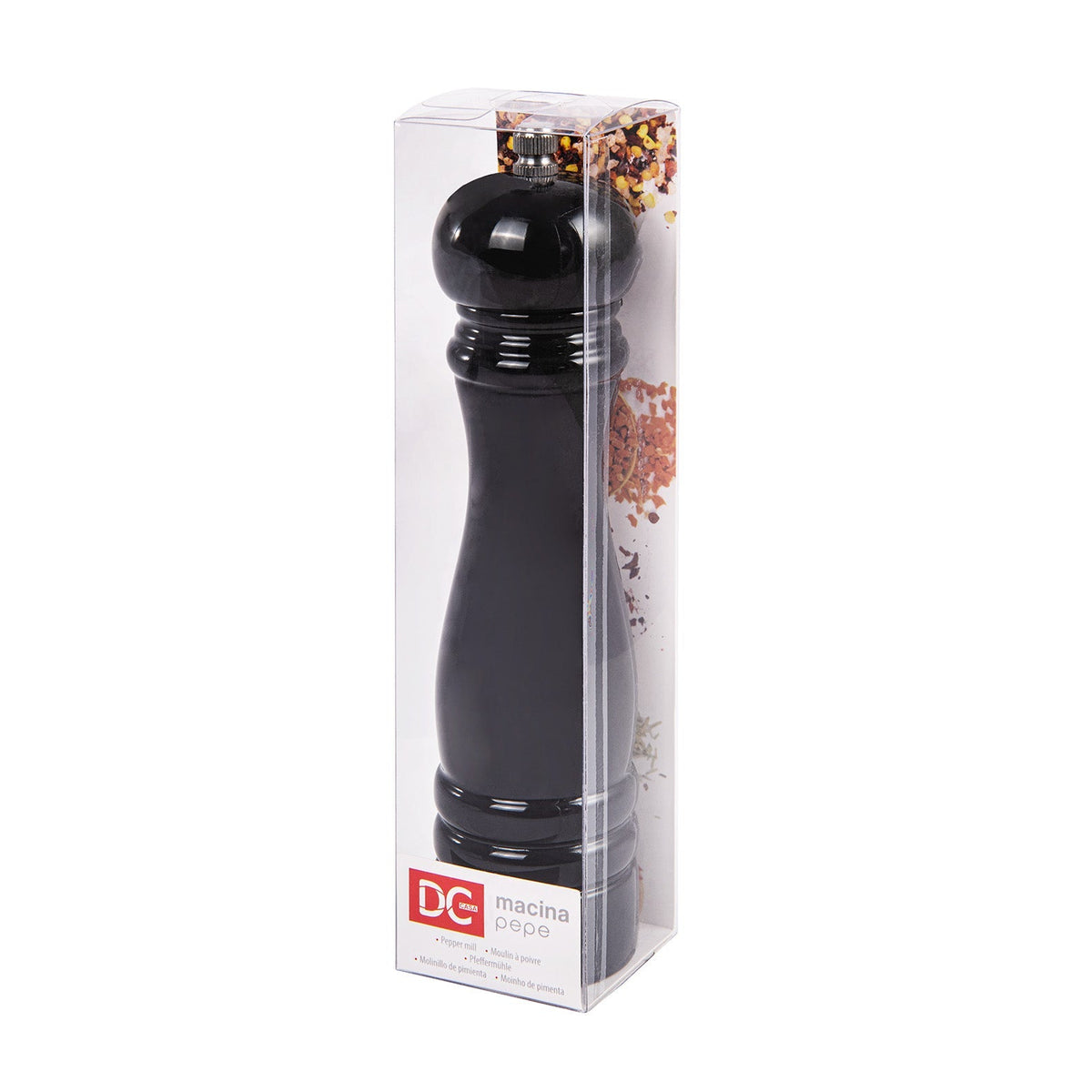 Mlinček za poper z nastavljivim keramičnim mlinčkom - črn 21,5 cm