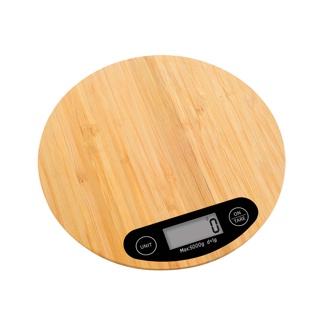 Libra de cozinha digital em diâmetro de bambu18,5 cm - máx. 5kg