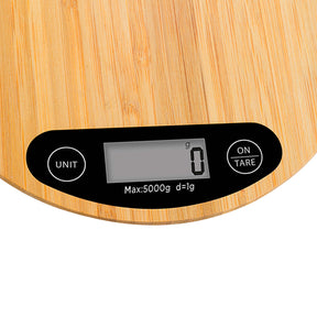 Digitale Küchenwaage aus Bambus, Durchmesser 18,5 cm – max. 5 kg