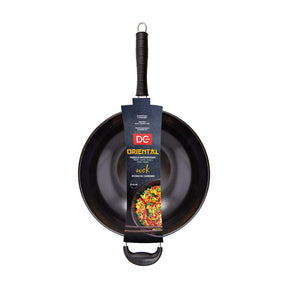 Ne karto anglies plieno plieninis wok su ilgomis rankovėmis - 32 cm skersmens