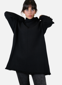 Maglia A Tunica Da Donna Calda A Collo Alto Con Frange