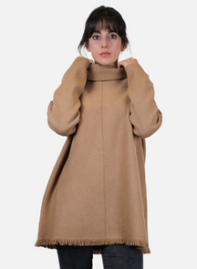 Maglia A Tunica Da Donna Calda A Collo Alto Con Frange