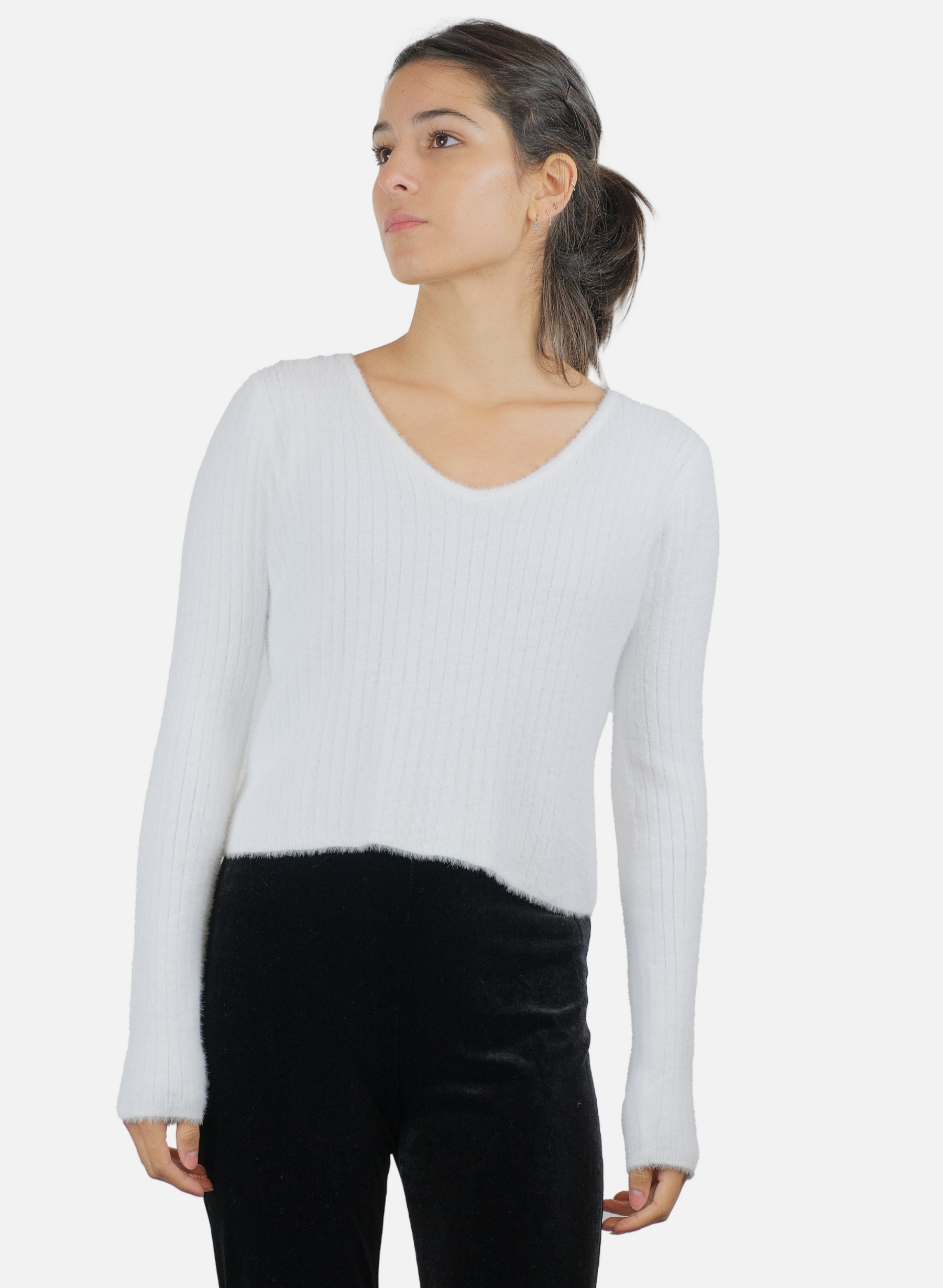 Maglioncino Da Donna A Costine Effetto Peluche