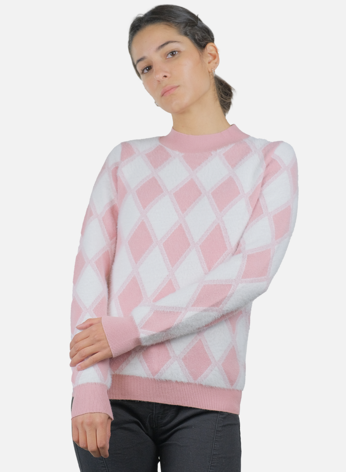 Long sleeve sweater with stools stuffed effect