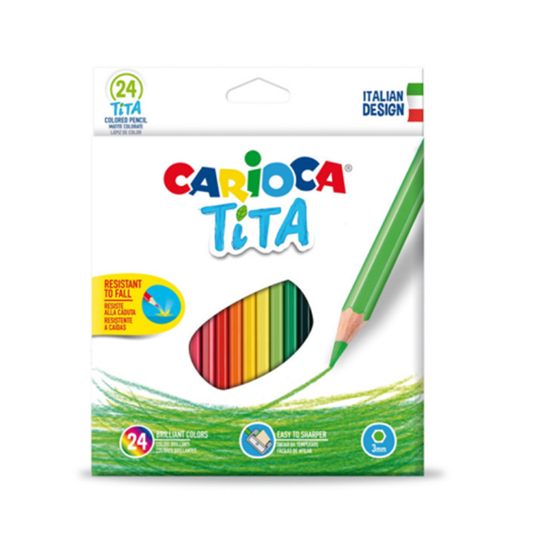 Carioca Tita Ecosostenibile - Confezione Matite Colorate 24 Pz - Colori Assortiti Matite Colorate Unicarto.com