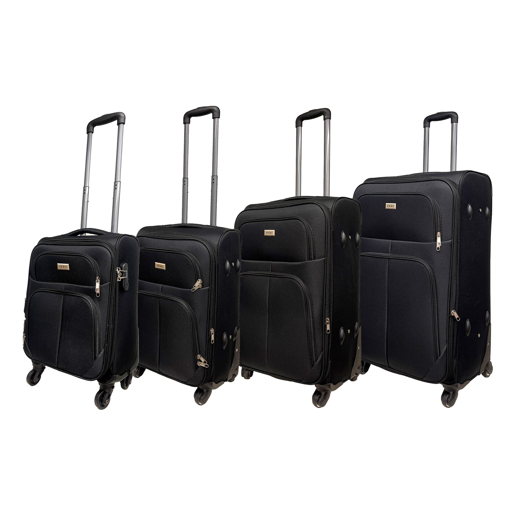 Ensemble de 4 valises à roulettes Ormi UoF - Extensibles, souples en tissu antichoc | XS 50 cm, S 55 cm, M 65 cm, L 75 cm