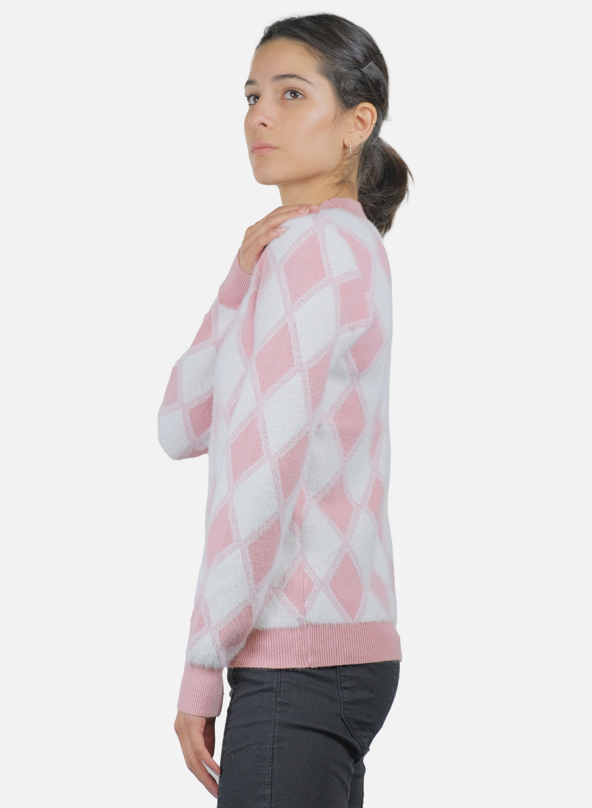 Long sleeve sweater with stools stuffed effect