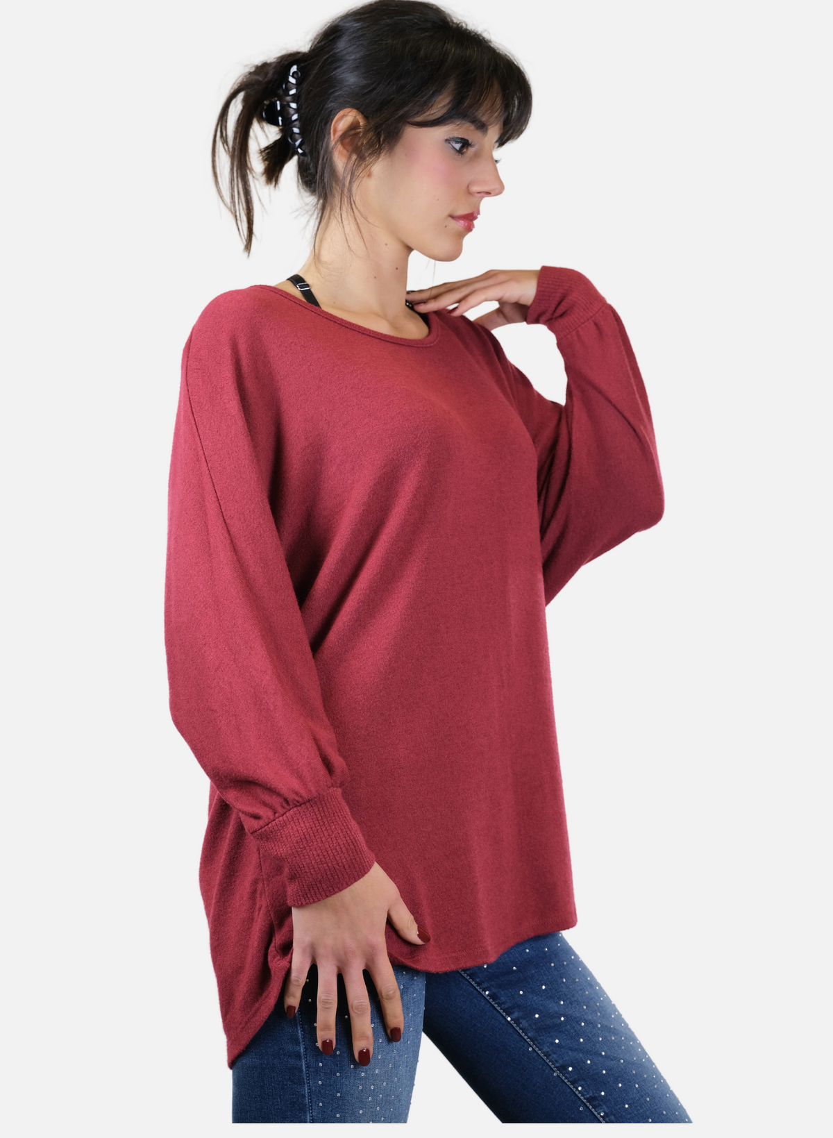 Chemise à manches longues pour femmes avec poignets élastiques