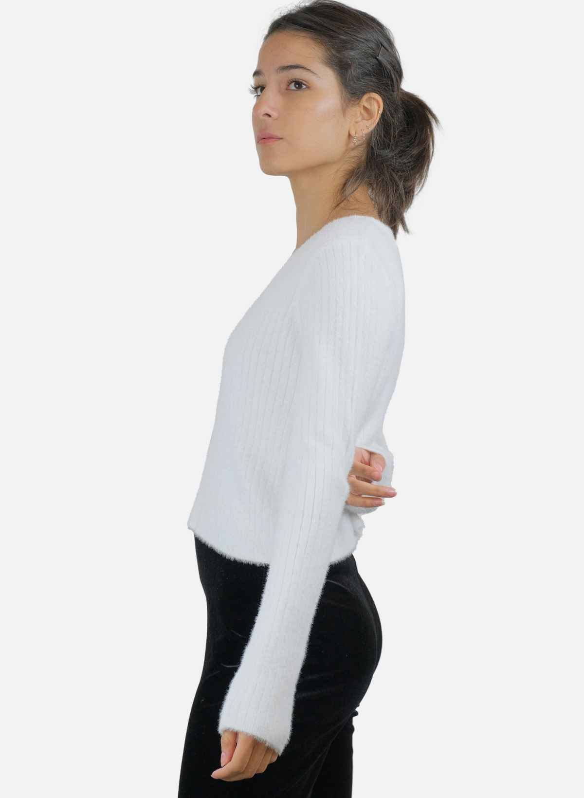 Women's sweater with a ribbed effect ribs