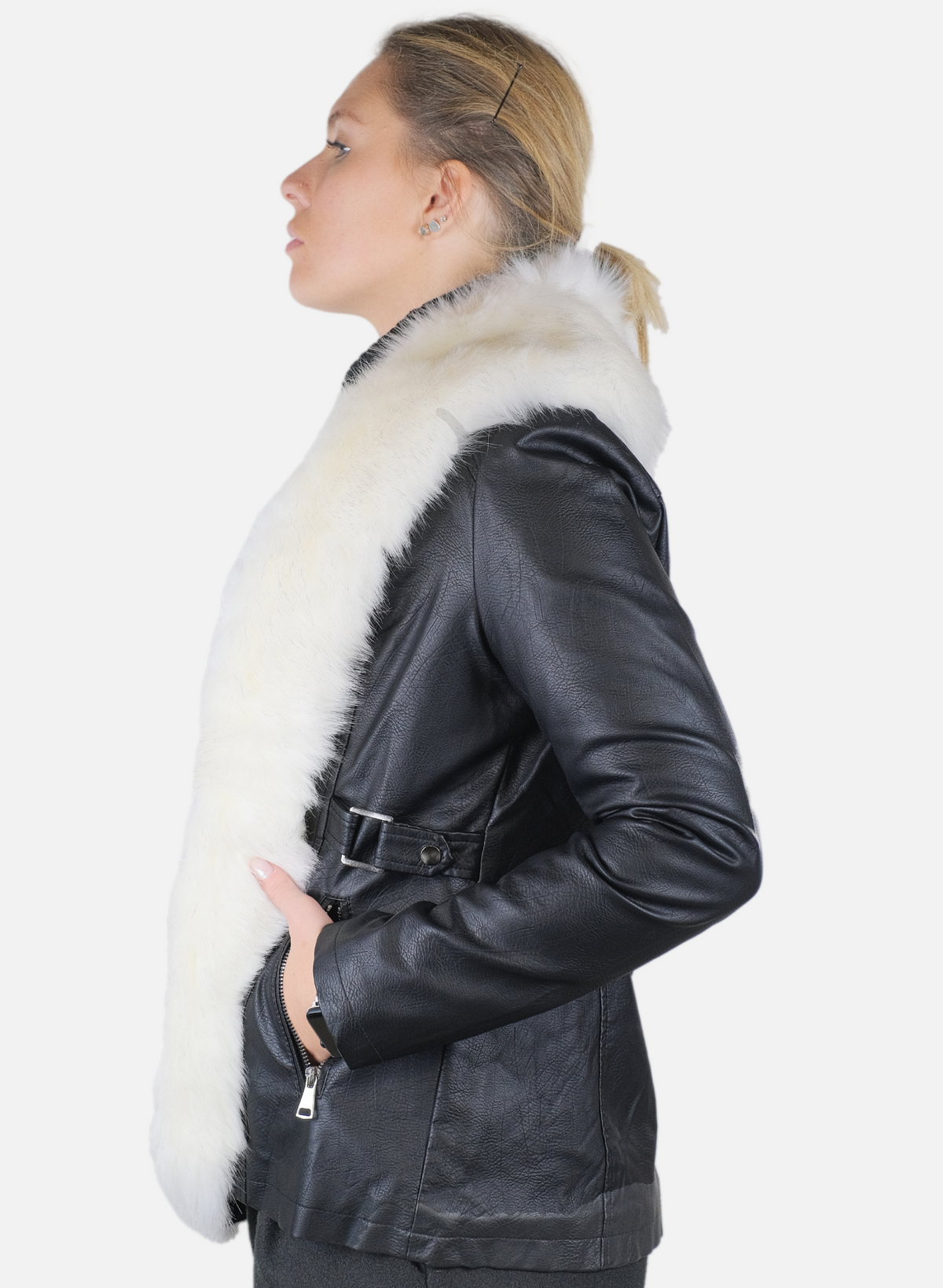 Women's jacket with fur neck