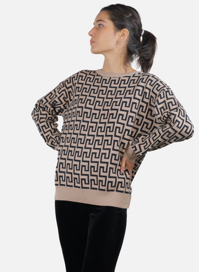 Maglia Da Donna A Maniche Lunghe Con Motivo Greco