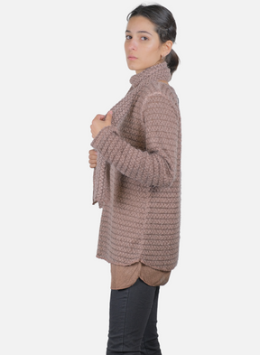 Maglia Effetto Doppio Strato Con Sciarpa Abbinata