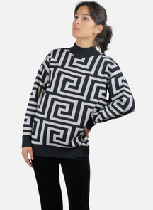 Maglia Da Donna A Maniche Lunghe E Collo Alto Con Motivo Greco