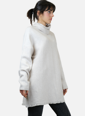 Maglia A Tunica Da Donna Calda A Collo Alto Con Frange