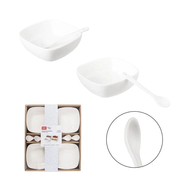 4 -piece square bowl appetizer with 10x10cm spoons