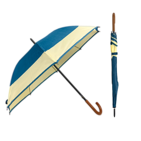 Klasikinis skėtis su automatine atidarymo - kreivės medine rankena ir plačia anga