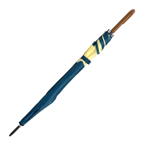 Klasikinis skėtis su automatine atidarymo - kreivės medine rankena ir plačia anga