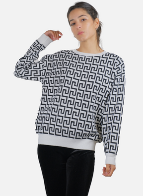 Maglia Da Donna A Maniche Lunghe Con Motivo Greco