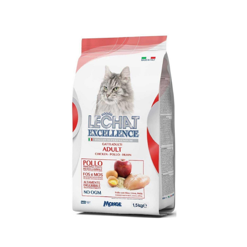 Lechat Excellence Gatto Croccante 1,5 Kg Pollo Adulto Cibo per gatti