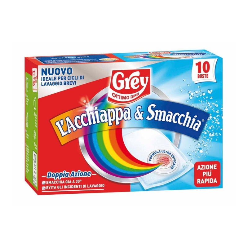 Grey Acchiappacolore Acchiappa & Smacchia 10 Buste Detergenti per lavanderia