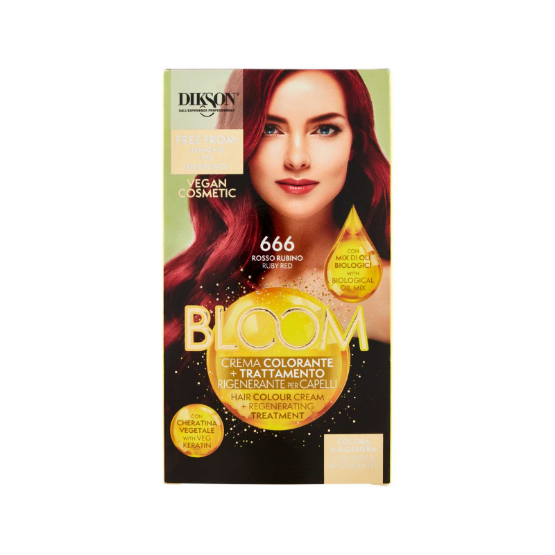 Bloom Dikson Crema Colorante + Trattamento Capelli 666 Rosso Rubino Tintura per capelli