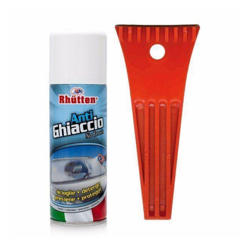 Rhutten Kit Antighiaccio Spray 200Ml + Deghiacciante Raschietto Prodotti antigelo
