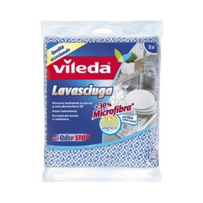 Vileda Panno Lavasciuga + 30% In Microfibra 3pz Asciugamani lavabili o monouso