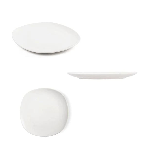 Quadratischer weißer Porzellanteller, Durchmesser 25 cm