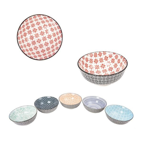 Porcelain bowl with various decorations diameter 11.2cm - assorted colors