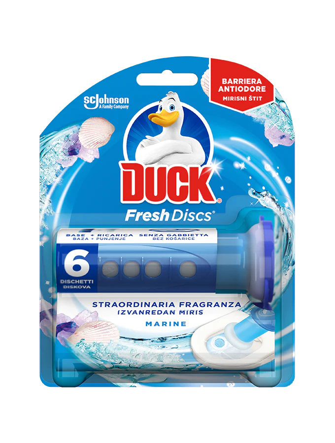 „Duck“ šviežių diskų gelio WC bazė+įkrovimas su „Caneden Agents“ asortimentu.