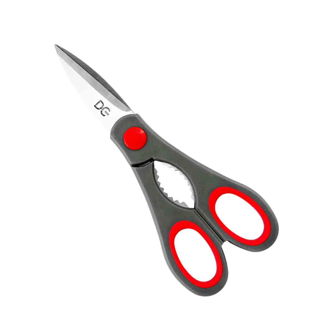 Multiuse scissors in steel with Nutcracker and turns - red and gray