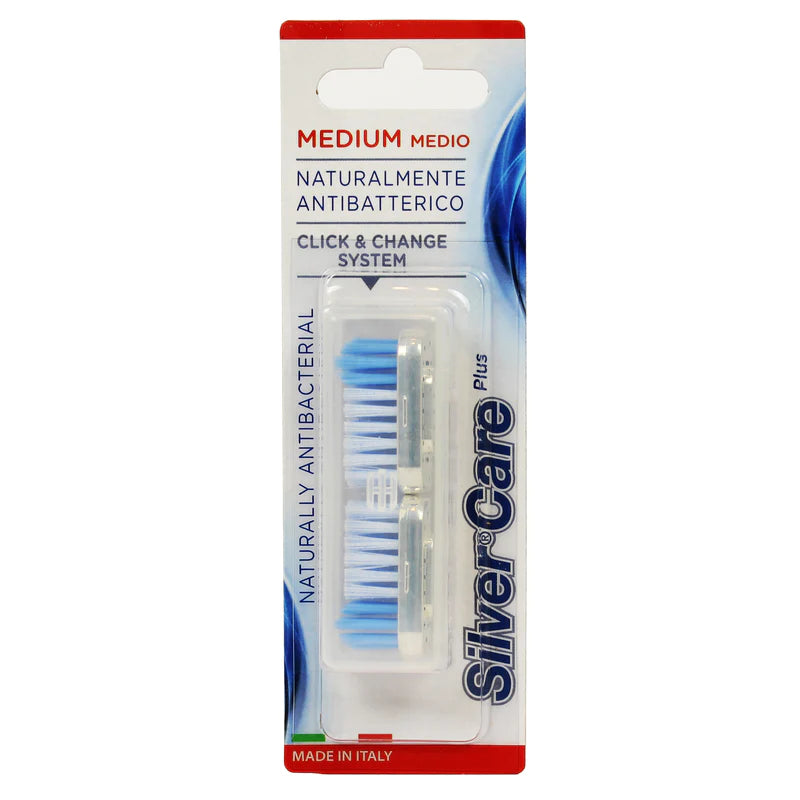 Silver care plus spare parts for medium antibacterial brushes 2 pcs